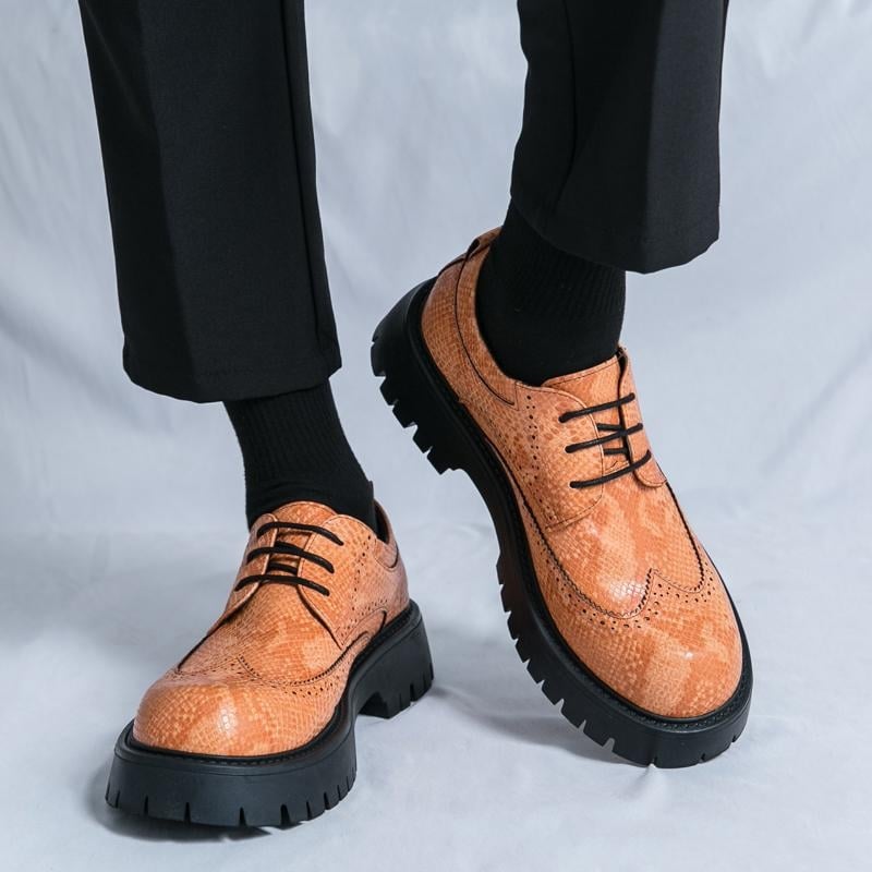 Bullock Big-toe pantofi din piele pentru bărbați adolescenți cu talpă groasă la modă pentru bărbați pantofi de exterior antiderapanți la modă casual pantofi de mers pe jos