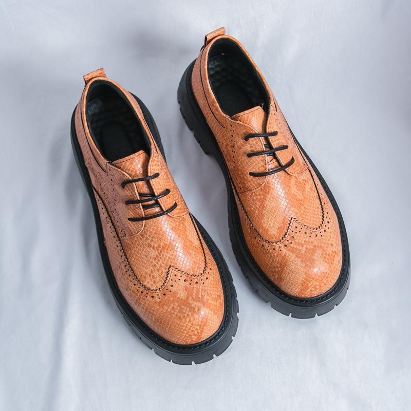 Bullock kožne cipele s velikim prstima, muške tinejdžerske, debelih potplata, moderne muške cipele za vanjsku upotrebu, neklizajuće, moderne ležerne cipele za hodanje