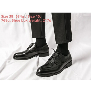 2025 m. pavasario korėjietiško stiliaus verslo odiniai vyriški raižyti plius dydžio laisvalaikio batai naktinio klubo plaukų stilisto „Brock“ odiniai batai pilki