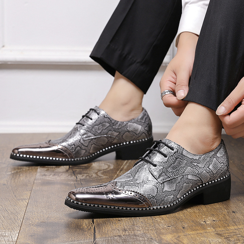 Pánske európske a americké módne derby topánky so šnurovaním, zlaté, svetlé, na platforme AliExpress