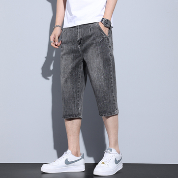 Pánske letné džínsové šortky, tenké voľné rovné nohavice, nové pánske trendy značky, sedembodové vrchné oblečenie, ležérne stredné nohavice