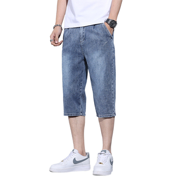 Pánske letné džínsové šortky, tenké voľné rovné nohavice, nové pánske trendy značky, sedembodové vrchné oblečenie, ležérne stredné nohavice