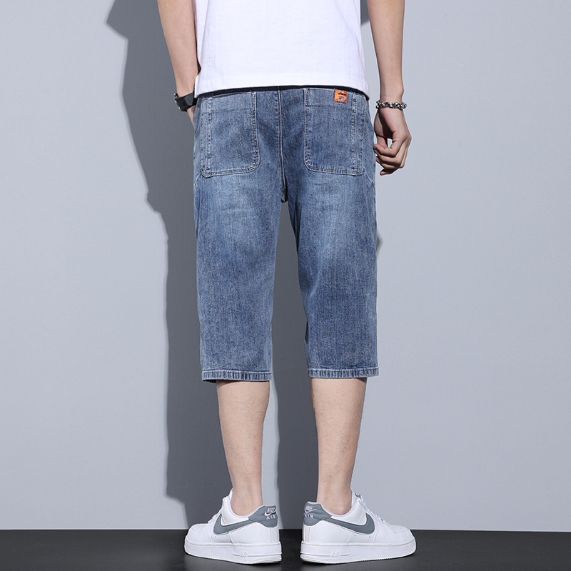 Pánske letné džínsové šortky, tenké voľné rovné nohavice, nové pánske trendy značky, sedembodové vrchné oblečenie, ležérne stredné nohavice
