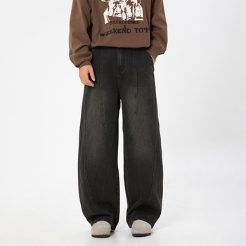 Muške traperice Scimitar, proljetni stil, retro, široke, ravne, ležerne, duge hlače s ispranim i iznošenim split dizajnom