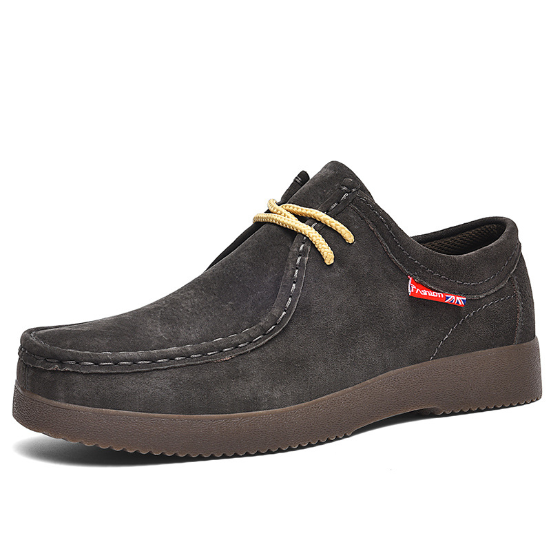 Pánske topánky, nové trendy pánske ležérne kožené topánky, kórejský štýl, módne univerzálne semišové topánky, britský štýl, pravé kožené topánky, pánska generácia vlasov