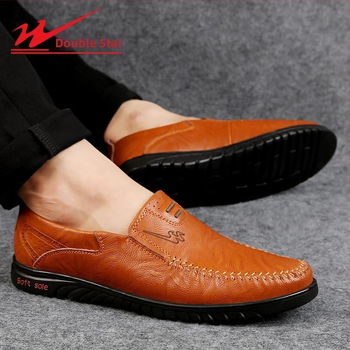 Νέα ανδρικά παπούτσια Double Star Lazy Slip-on Toas, ανδρικά casual δερμάτινα παπούτσια με μαλακό πάτο, αναπνεύσιμα, αδιάβροχα και αντιολισθητικά.