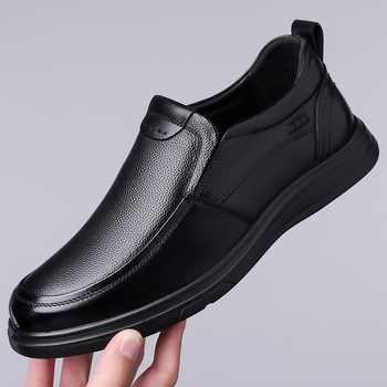 Vyriški natūralios odos verslo laisvalaikio vyriški batai, neslystantys, kvėpuojantys, vidutinio ir pagyvenusio amžiaus žmonėms, minkštapadiai, odiniai batai, užsegami, vyriški batai