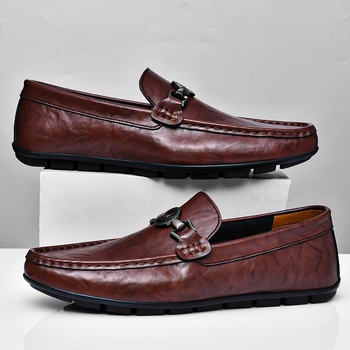 Παπούτσια Bean Slip-on από γνήσιο δέρμα, παπούτσια οδήγησης για άνοιξη/φθινόπωρο, μονόχρωμα παπούτσια, casual ανδρικά παπούτσια ενός ποδιού Slip-On Cross-Border από γνήσιο δέρμα