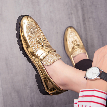 Prekogranične plus veličine 45 Nove špicaste kožne cipele za muškarce, moderne šljokičaste Chelsea kožne čizme, britanske mokasine za noćni klub