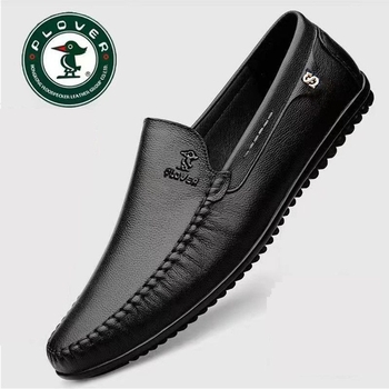 PLOVER Καλοκαιρινά Ανδρικά Δερμάτινα Παπούτσια από Μαλακό Δέρμα, Ανδρικά Καθημερινά Δερμάτινα Παπούτσια, Slip-on Δερμάτινα Αναπνέοντα Παπούτσια για Άνδρες