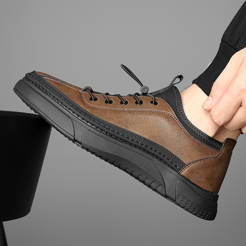 Nové pánske kožené topánky z hovädzej kože, ploché pánske topánky s pedálom, módne ležérne topánky na lenivú jazdu, generácia vlasov
