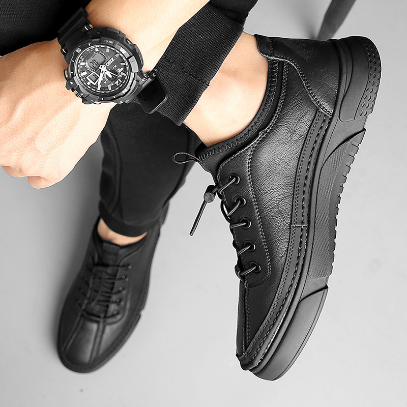 Nové pánske kožené topánky z hovädzej kože, ploché pánske topánky s pedálom, módne ležérne topánky na lenivú jazdu, generácia vlasov