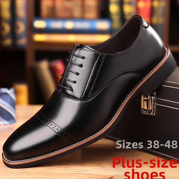 Šiljaste rezbarene britanske muške poslovne ležerne kožne cipele, korejske formalne muške kožne cipele s vezicama, muške cipele većih veličina 4748