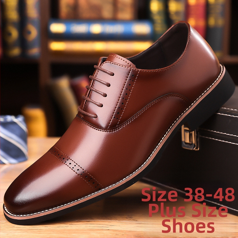 Šiljaste rezbarene britanske muške poslovne ležerne kožne cipele, korejske formalne muške kožne cipele s vezicama, muške cipele većih veličina 4748