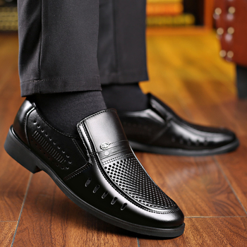 Tiesioginio gamyklinio pardavimo vyriški sandalai, 2025 m. vasaros nauji vyriški natūralios odos vidutinio ir pagyvenusio amžiaus tėčių batai, laisvalaikio bateliai su iškirptomis skylutėmis