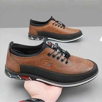 Nové veľkoobchodné jarné topánky 2025, priedušné kožené topánky Beanie, pánske ležérne kožené topánky s elastickým pásom, mäkká podrážka, mäkký povrch