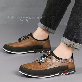 Νέα Χονδρική 2025 Άνοιξη Αναπνέοντα Δερμάτινα Παπούτσια Beanie Ανδρικά Casual Δερμάτινα Παπούτσια Ελαστική Ζώνη Business Μαλακή Σόλα Μαλακή Επιφάνεια