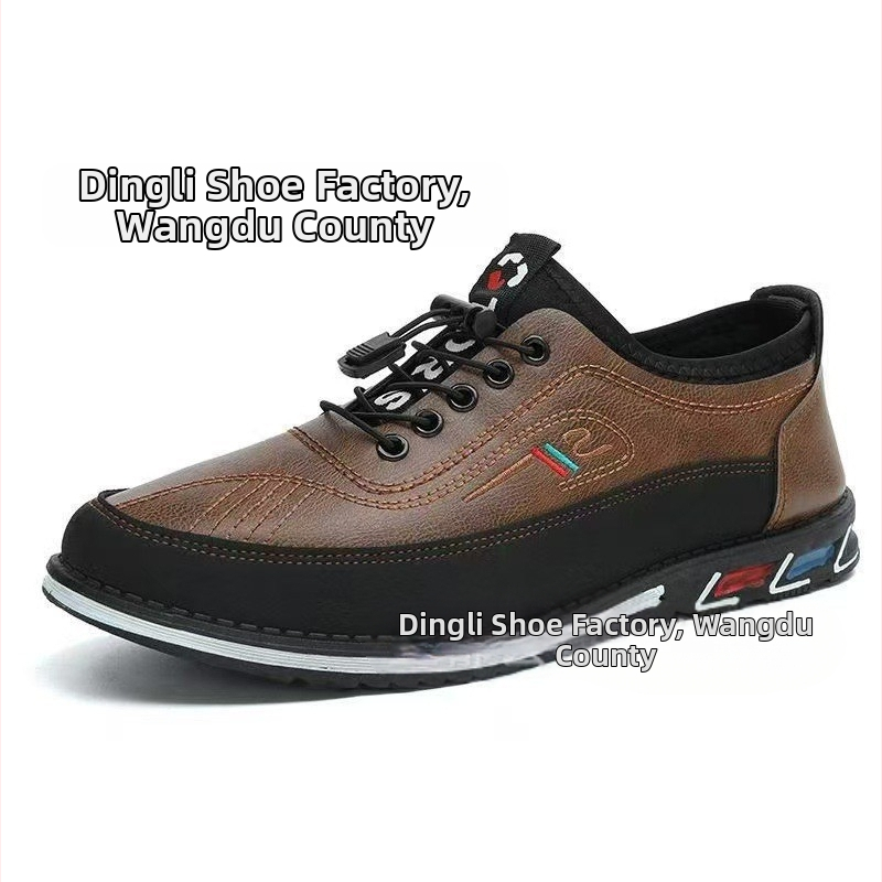 Nové veľkoobchodné jarné topánky 2025, priedušné kožené topánky Beanie, pánske ležérne kožené topánky s elastickým pásom, mäkká podrážka, mäkký povrch