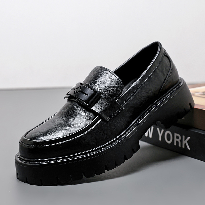 Jesenné topánky na platforme s kovovou prackou pre rok 2025, pánske nazúvacie mokasíny s kovovou prackou, veľkosť 47, malé kožené topánky veľkosti 48