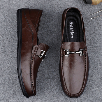 Ανδρικά Παπούτσια Doudou Άνοιξη και Φθινόπωρο 2024 Νέα Ανδρικά Casual Παπούτσια από Γνήσιο Δέρμα, Μαλακή Σόλα, Αναπνέοντα, Slip-in, Lazy Shoes για Μεγάλα Μεγέθη