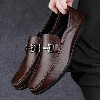 Ανδρικά Παπούτσια Doudou Άνοιξη και Φθινόπωρο 2024 Νέα Ανδρικά Casual Παπούτσια από Γνήσιο Δέρμα, Μαλακή Σόλα, Αναπνέοντα, Slip-in, Lazy Shoes για Μεγάλα Μεγέθη