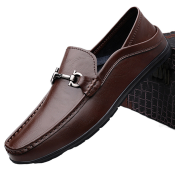 Ανδρικά Παπούτσια Doudou Άνοιξη και Φθινόπωρο 2024 Νέα Ανδρικά Casual Παπούτσια από Γνήσιο Δέρμα, Μαλακή Σόλα, Αναπνέοντα, Slip-in, Lazy Shoes για Μεγάλα Μεγέθη