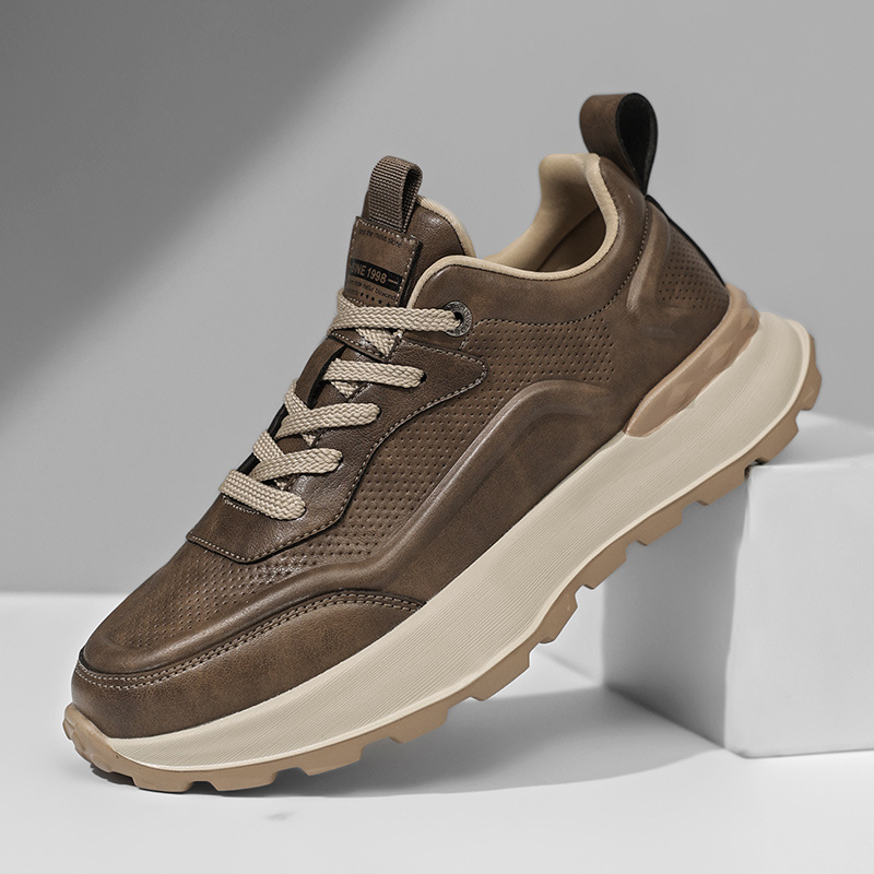 2024 Retro módne mládežnícke tenisky Pánske trendy hrubé spodné kožené pánske topánky Jesenné a zimné kórejské pánske ležérne topánky