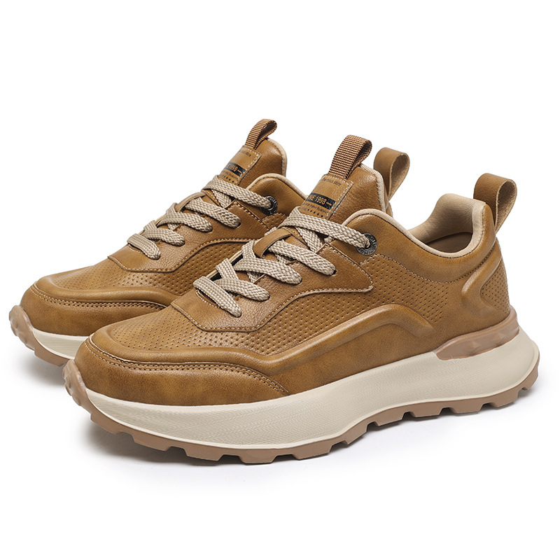 2024 Retro módne mládežnícke tenisky Pánske trendy hrubé spodné kožené pánske topánky Jesenné a zimné kórejské pánske ležérne topánky