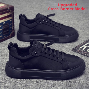 Muške cipele prekogranične proljetne čisto crne, univerzalne ležerne platnene tenisice, muške nazuvice za posao, neklizajuće moderne cipele