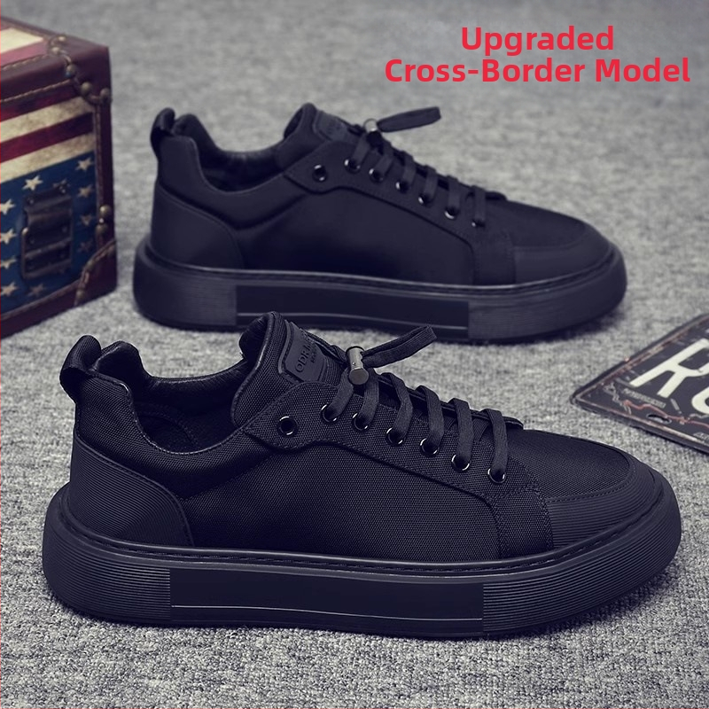 Muške cipele prekogranične proljetne čisto crne, univerzalne ležerne platnene tenisice, muške nazuvice za posao, neklizajuće moderne cipele