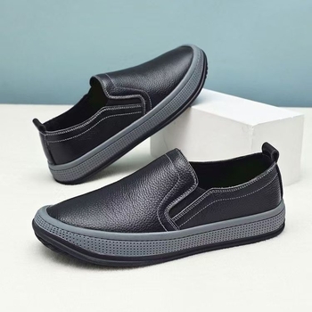 [Ανδρικά δερμάτινα παπούτσια] νέα επαγγελματικά casual στρογγυλά παπούτσια μπαμπά αντιολισθητικά αδιάβροχα πόδια μαλακό πάτο με χοντρή σόλα ανθεκτικά στη φθορά παπούτσια