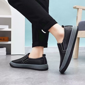 [Ανδρικά δερμάτινα παπούτσια] νέα επαγγελματικά casual στρογγυλά παπούτσια μπαμπά αντιολισθητικά αδιάβροχα πόδια μαλακό πάτο με χοντρή σόλα ανθεκτικά στη φθορά παπούτσια