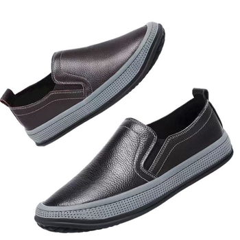 [Ανδρικά δερμάτινα παπούτσια] νέα επαγγελματικά casual στρογγυλά παπούτσια μπαμπά αντιολισθητικά αδιάβροχα πόδια μαλακό πάτο με χοντρή σόλα ανθεκτικά στη φθορά παπούτσια