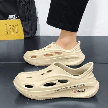 Ανδρικά παπούτσια με τρύπες καρύδας σε διασυνοριακό στυλ 2024, νέα καλοκαιρινά παπούτσια με χοντρή σόλα και αντιολισθητικές παντόφλες που καλύπτουν τα δάχτυλα, όλα σετ, παπούτσια θαλάσσης