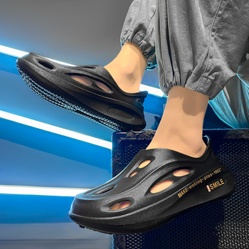 Ανδρικά παπούτσια με τρύπες καρύδας σε διασυνοριακό στυλ 2024, νέα καλοκαιρινά παπούτσια με χοντρή σόλα και αντιολισθητικές παντόφλες που καλύπτουν τα δάχτυλα, όλα σετ, παπούτσια θαλάσσης