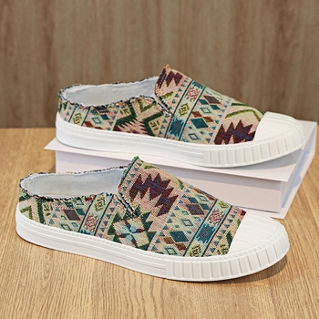 Audekla apavi vīriešu apavi vasaras elpojoši ikdienas apavi viegli mīkstas zoles ievelkami veci Pekinas auduma apavi bez papēžiem pusvelkas