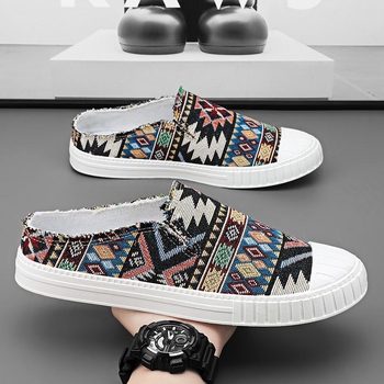 Audekla apavi vīriešu apavi vasaras elpojoši ikdienas apavi viegli mīkstas zoles ievelkami veci Pekinas auduma apavi bez papēžiem pusvelkas