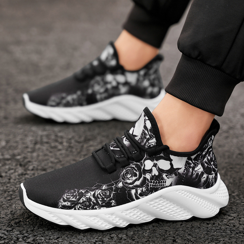 2025 Nové jesenné priedušné bežecké tenisky z pletenej sieťoviny, pánske topánky, kórejský štýl, módne topánky s hrubou podrážkou