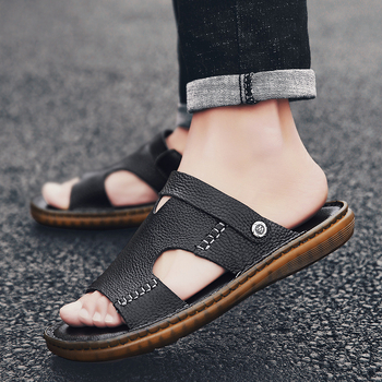 Vīriešu vasaras sandales ar lieliem izmēriem, roku darbs, ikdienas, divējāda lietojuma, ādas apavi, īstas ādas pludmales sandales vīriešiem