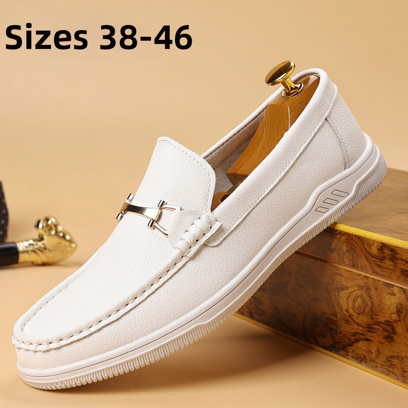 Ľahké ležérne kožené topánky pánske jarné 2025 kórejské ležérne nazúvacie priedušné topánky pre mužov