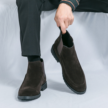 Jesenske i zimske nove muške visoke čizme u britanskom stilu, vintage Chelsea čizme, muške ležerne kratke čizme s debelim potplatom