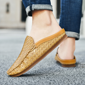 Vīriešu braukšanas apavi, pārrobežu pusčības, vasaras, elpojoši, korejiešu stila, ikdienas, uzvelkami ādas apavi, vīriešu apavi