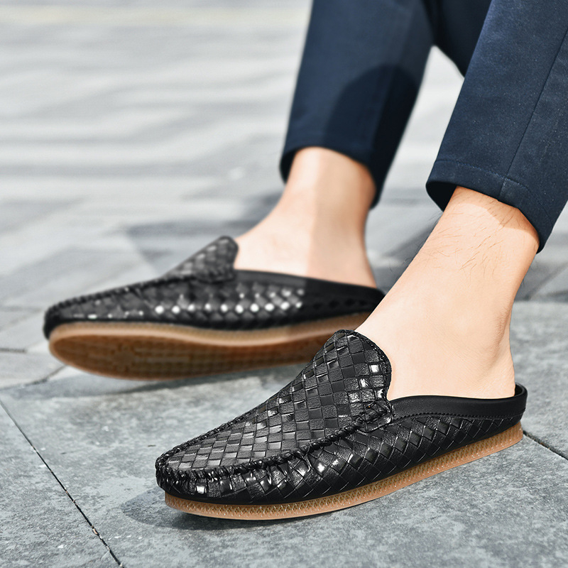 Vīriešu braukšanas apavi, pārrobežu pusčības, vasaras, elpojoši, korejiešu stila, ikdienas, uzvelkami ādas apavi, vīriešu apavi