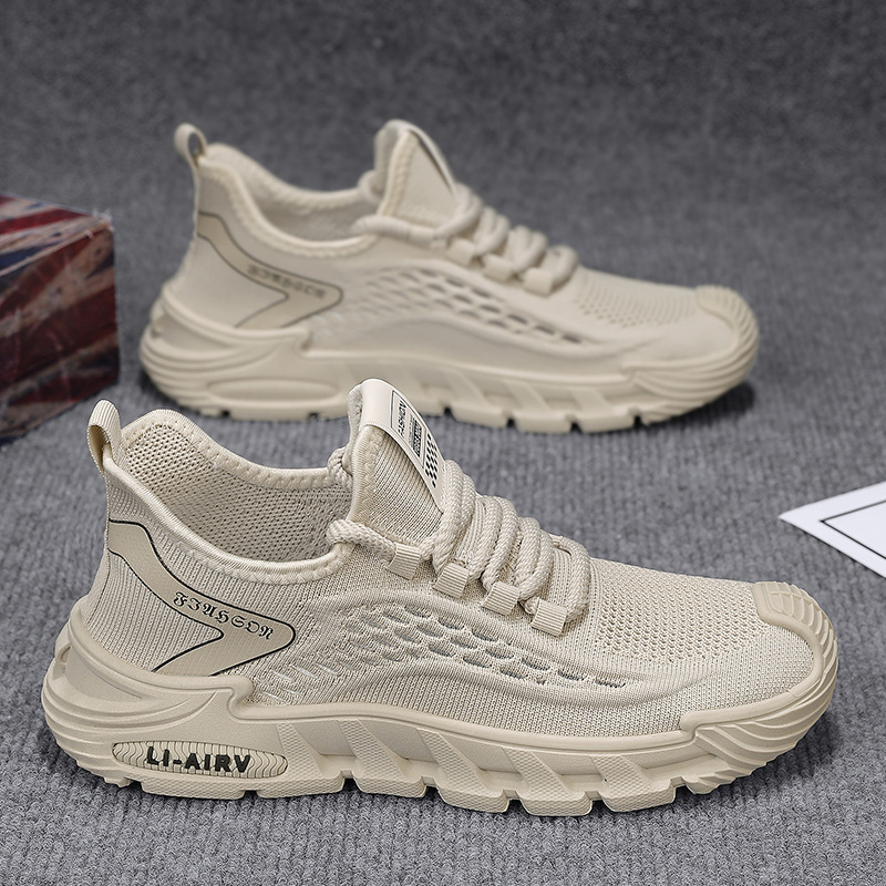 Live 2025 Flying Weaving Muške cipele Ljetne prozračne tanke mrežaste šuplje tenisice Muške udobne ležerne putne cipele