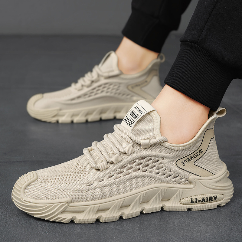 Live 2025 Flying Weaving Muške cipele Ljetne prozračne tanke mrežaste šuplje tenisice Muške udobne ležerne putne cipele