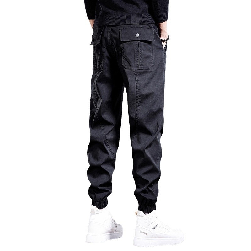 Trojvrstvové nohavice, overaly, pánske trendy značkové kórejské ležérne nohavice, pánske voľné nohavice s viacerými vreckami vo veľkých veľkostiach