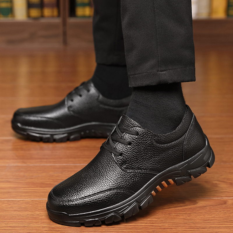 Pánske kožené topánky na jar, nové priedušné obchodné ležérne topánky, pánske plus size topánky s mäkkou podrážkou, protišmykové, odolné proti opotrebovaniu, pre stredného a staršieho otca