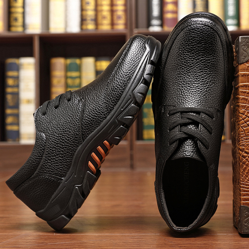Pánske kožené topánky na jar, nové priedušné obchodné ležérne topánky, pánske plus size topánky s mäkkou podrážkou, protišmykové, odolné proti opotrebovaniu, pre stredného a staršieho otca