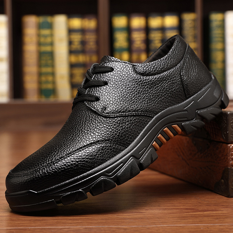 Pánske kožené topánky na jar, nové priedušné obchodné ležérne topánky, pánske plus size topánky s mäkkou podrážkou, protišmykové, odolné proti opotrebovaniu, pre stredného a staršieho otca