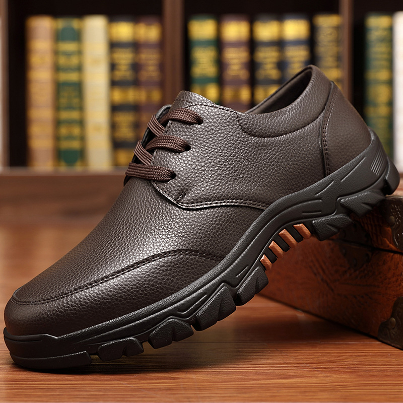 Pánske kožené topánky na jar, nové priedušné obchodné ležérne topánky, pánske plus size topánky s mäkkou podrážkou, protišmykové, odolné proti opotrebovaniu, pre stredného a staršieho otca